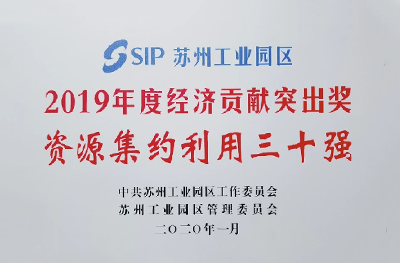 2019年12月，榮獲“蘇州工業(yè)園區(qū)2019年度稅收貢獻(xiàn)獎(jiǎng)”。